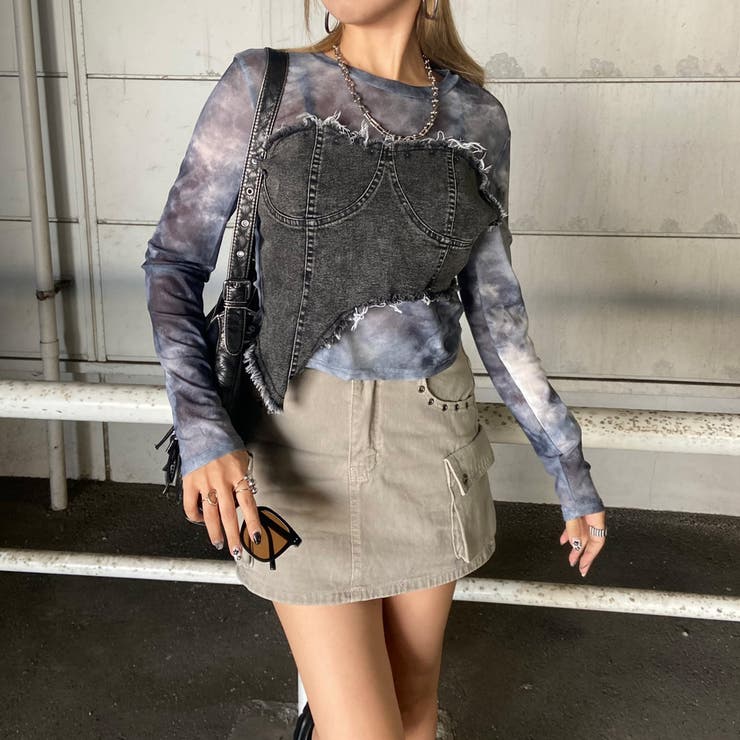 デニムベアイレギュラーヘムシアー切替トップス | non-hedge  | 詳細画像21 