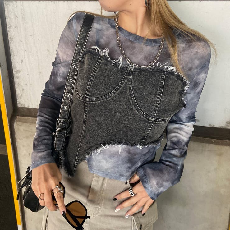 デニムベアイレギュラーヘムシアー切替トップス | non-hedge  | 詳細画像22 