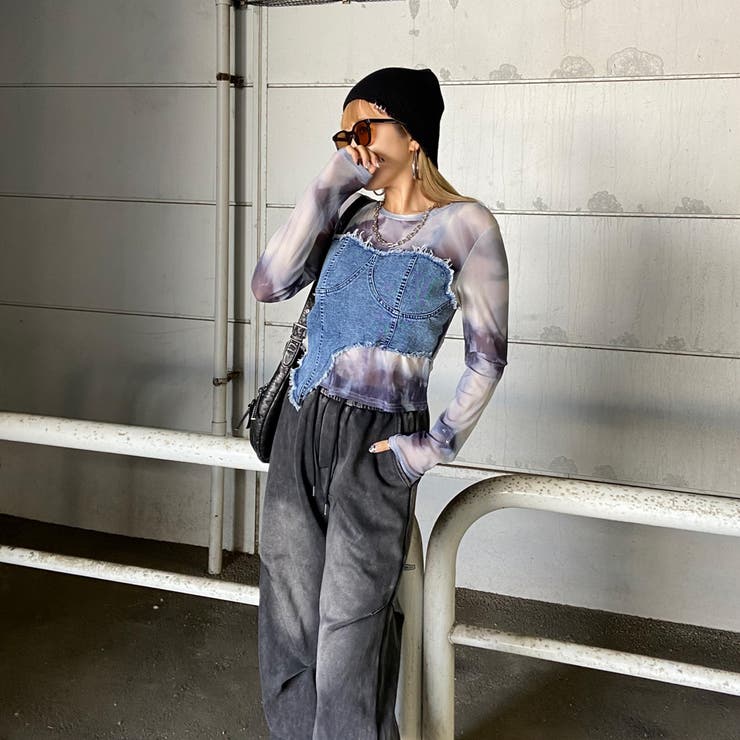 デニムベアイレギュラーヘムシアー切替トップス | non-hedge  | 詳細画像24 