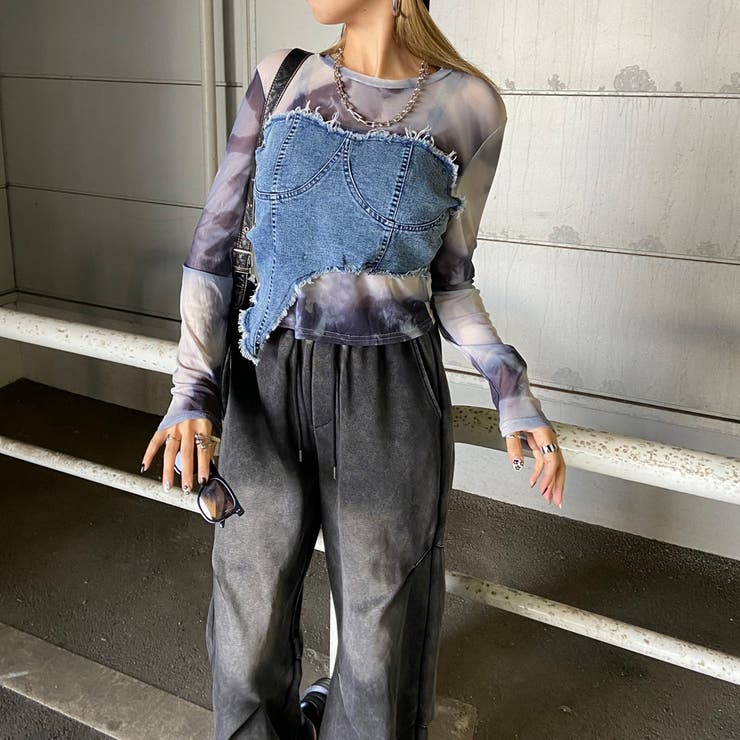 デニムベアイレギュラーヘムシアー切替トップス | non-hedge  | 詳細画像25 