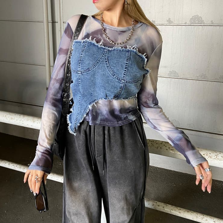 デニムベアイレギュラーヘムシアー切替トップス | non-hedge  | 詳細画像26 