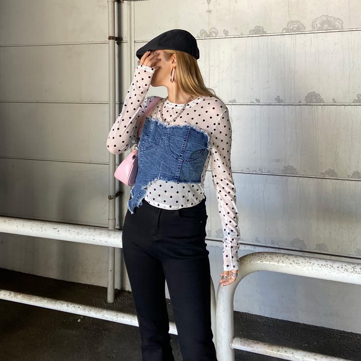 デニムベアイレギュラーヘムシアー切替トップス | non-hedge  | 詳細画像3 