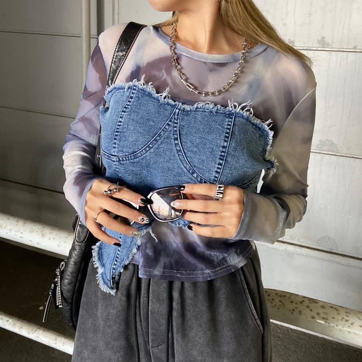 デニムベアイレギュラーヘムシアー切替トップス | non-hedge  | 詳細画像27 