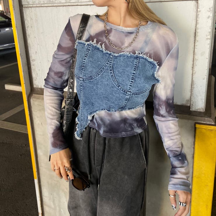 デニムベアイレギュラーヘムシアー切替トップス | non-hedge  | 詳細画像28 