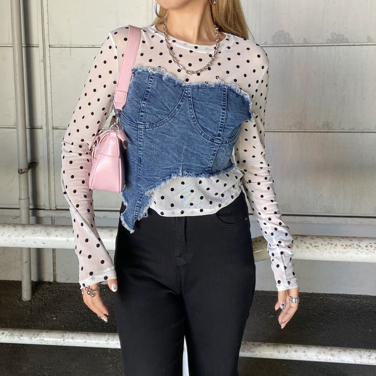 デニムベアイレギュラーヘムシアー切替トップス | non-hedge  | 詳細画像7 