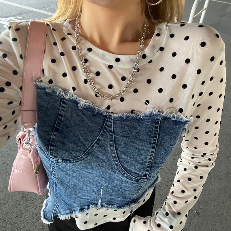 デニムベアイレギュラーヘムシアー切替トップス | non-hedge  | 詳細画像8 