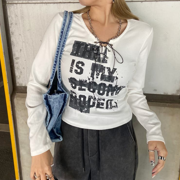 オフホワイト | ロゴレースアップTシャツ | non-hedge 