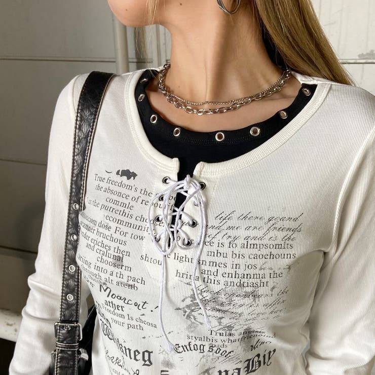 アンサンブル風レースアップTシャツ | non-hedge  | 詳細画像10 