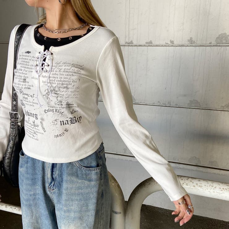 アンサンブル風レースアップTシャツ | non-hedge  | 詳細画像12 