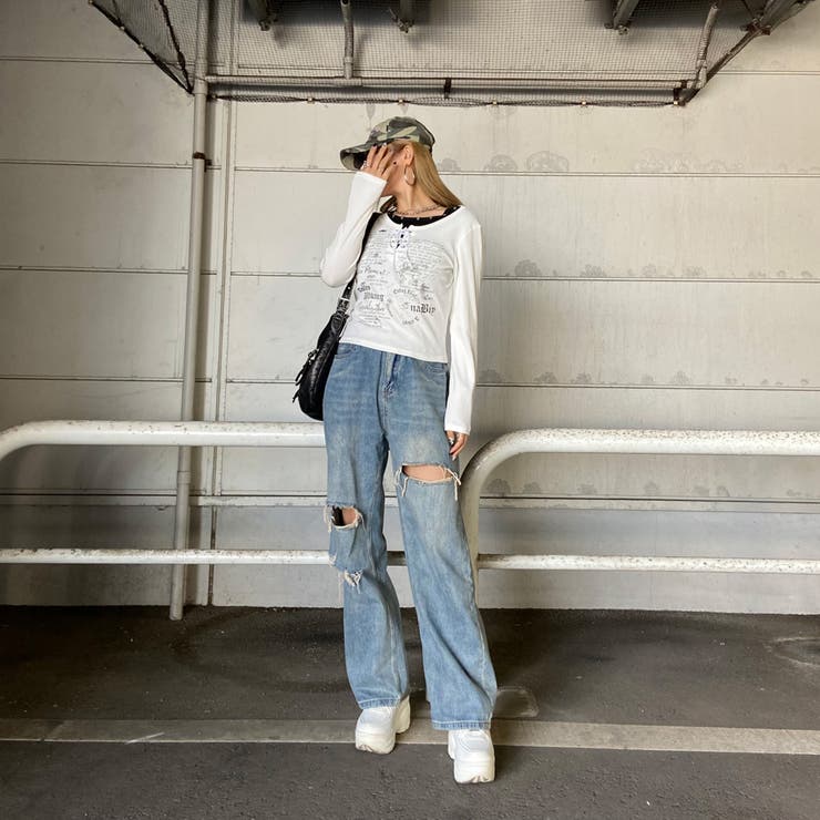 アンサンブル風レースアップTシャツ | non-hedge  | 詳細画像2 