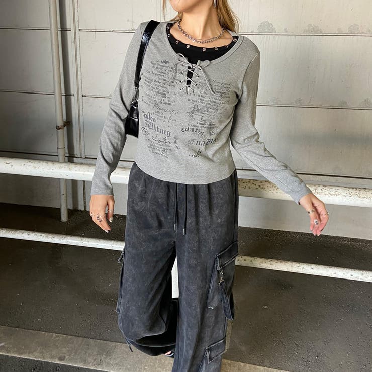 アンサンブル風レースアップTシャツ | non-hedge  | 詳細画像18 