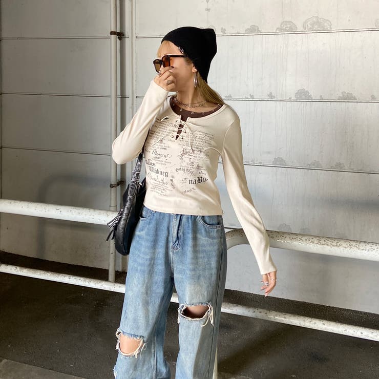 アンサンブル風レースアップTシャツ | non-hedge  | 詳細画像24 