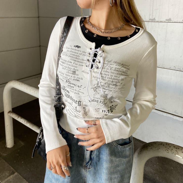 アンサンブル風レースアップTシャツ | non-hedge  | 詳細画像8 