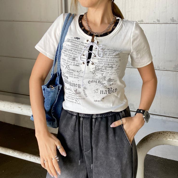 アンサンブル風ロゴレースアップTシャツ | non-hedge  | 詳細画像10 