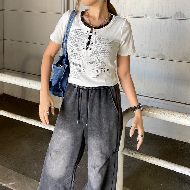 アンサンブル風ロゴレースアップTシャツ | non-hedge  | 詳細画像11 