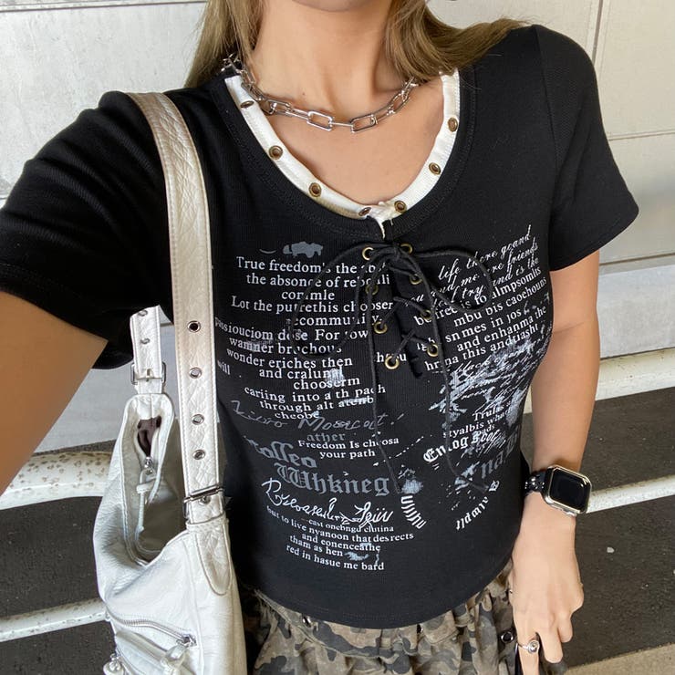 アンサンブル風ロゴレースアップTシャツ | non-hedge  | 詳細画像19 