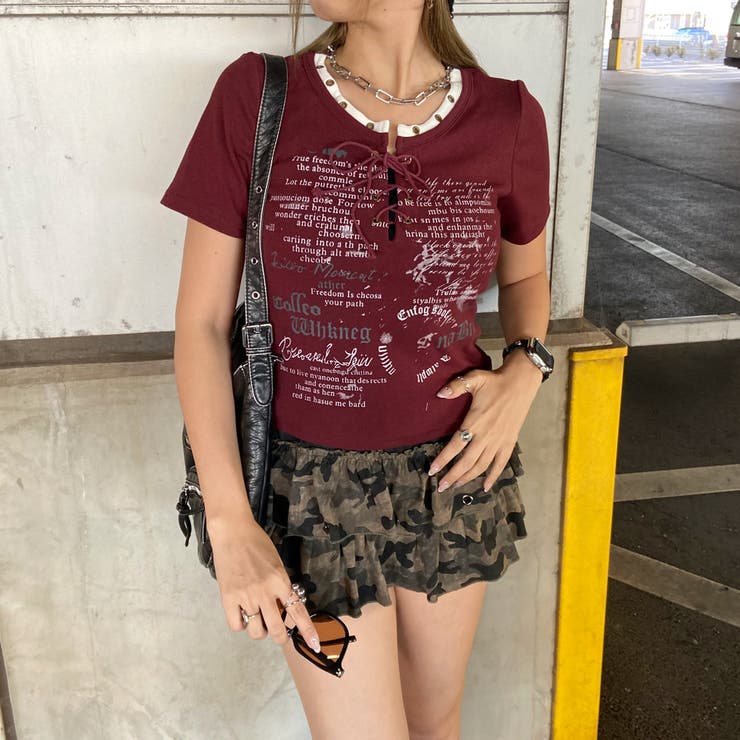 アンサンブル風ロゴレースアップTシャツ | non-hedge  | 詳細画像21 