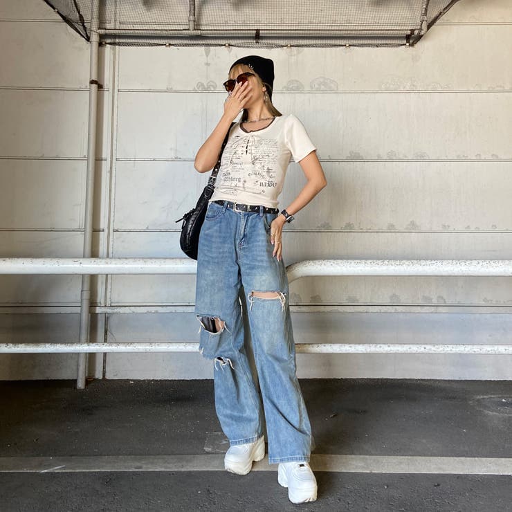 アンサンブル風ロゴレースアップTシャツ | non-hedge  | 詳細画像23 