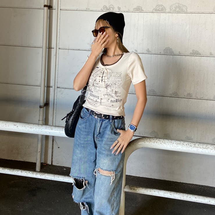 アンサンブル風ロゴレースアップTシャツ | non-hedge  | 詳細画像24 