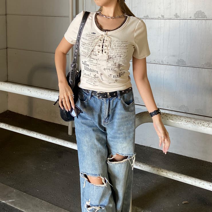 アンサンブル風ロゴレースアップTシャツ | non-hedge  | 詳細画像25 