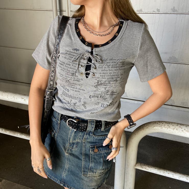 アンサンブル風ロゴレースアップTシャツ | non-hedge  | 詳細画像34 