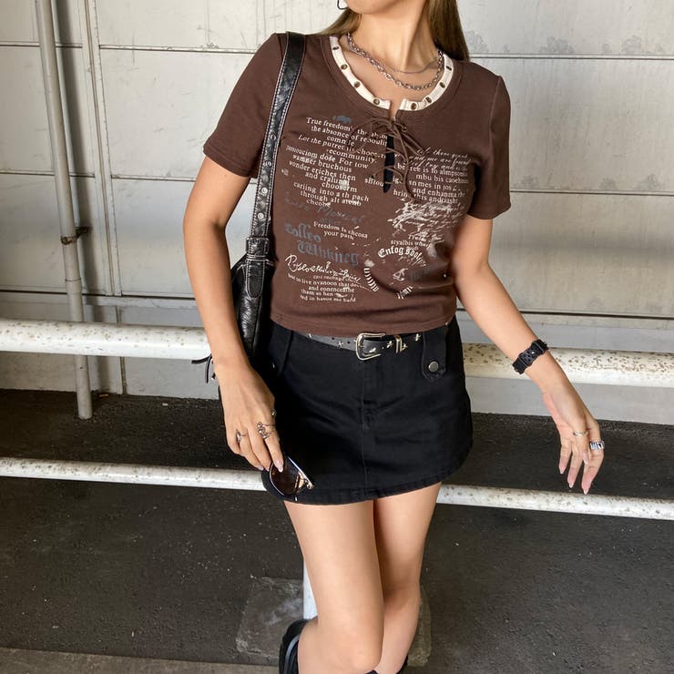 アンサンブル風ロゴレースアップTシャツ | non-hedge  | 詳細画像5 