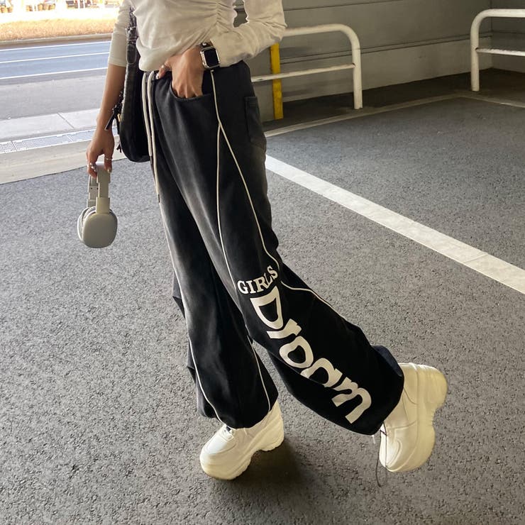 ブラック | ブリーチラインロゴカットパンツ | non-hedge 