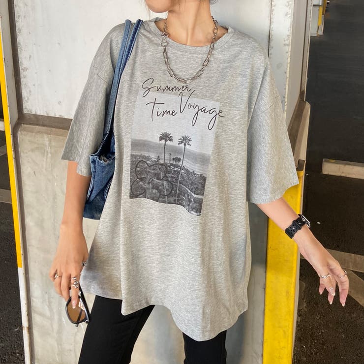 グレー | カラーロゴ転写ビッグTシャツ | non-hedge 