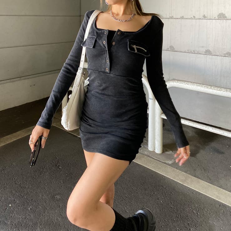 ブリーチポケZIPリブミニワンピース | non-hedge  | 詳細画像11 