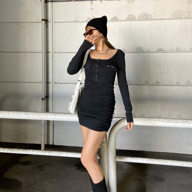 ブリーチポケZIPリブミニワンピース | non-hedge  | 詳細画像3 