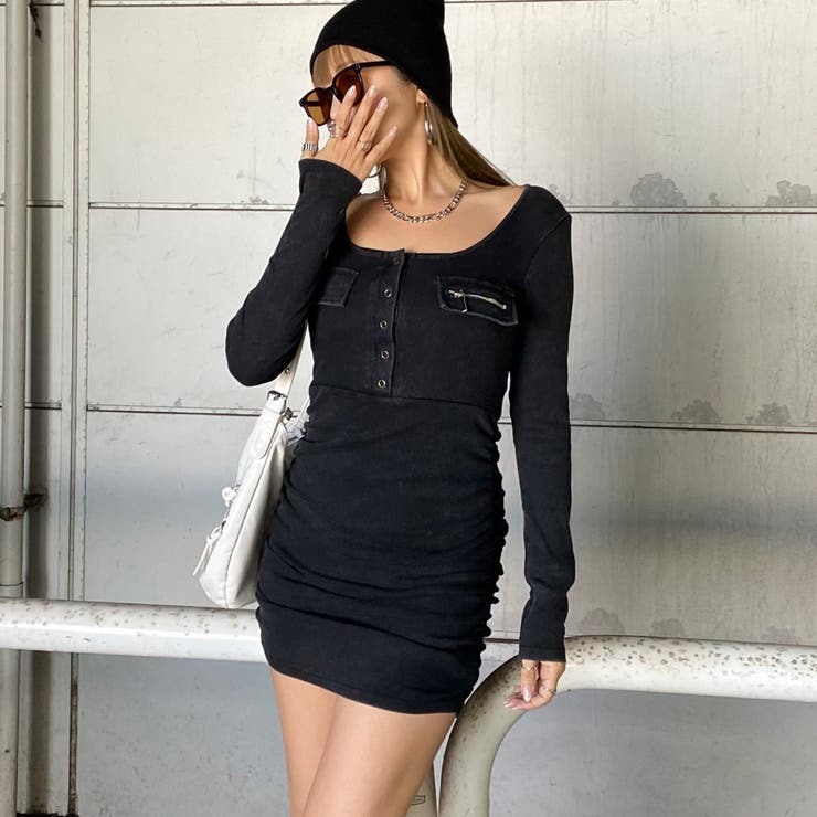 ブリーチポケZIPリブミニワンピース | non-hedge  | 詳細画像4 