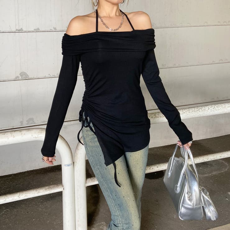 ブラック | オフショルサイドドロストチュニック | non-hedge 