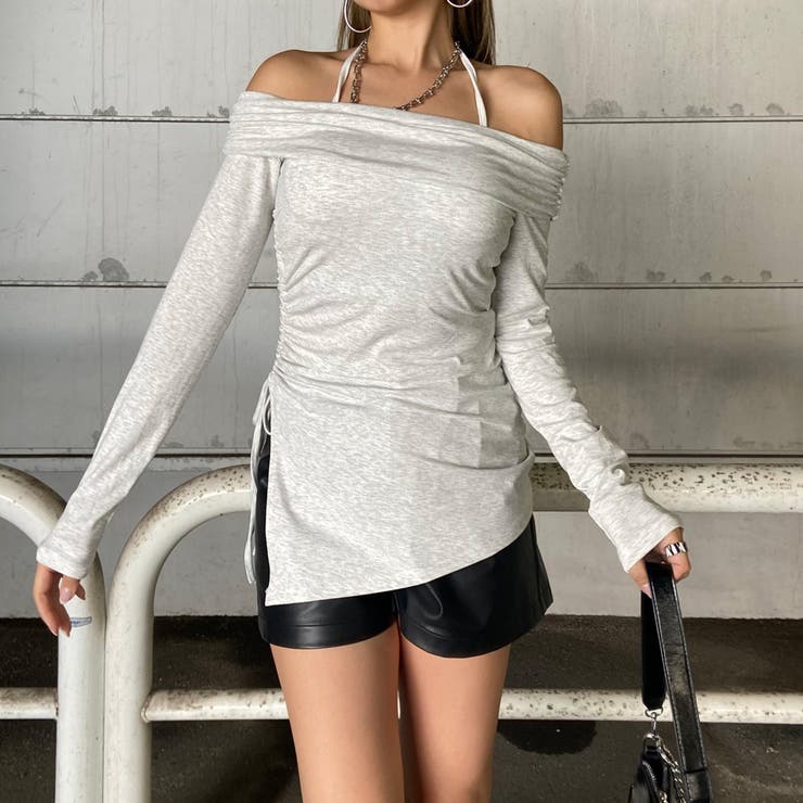 オートミール | オフショルサイドドロストチュニック | non-hedge 