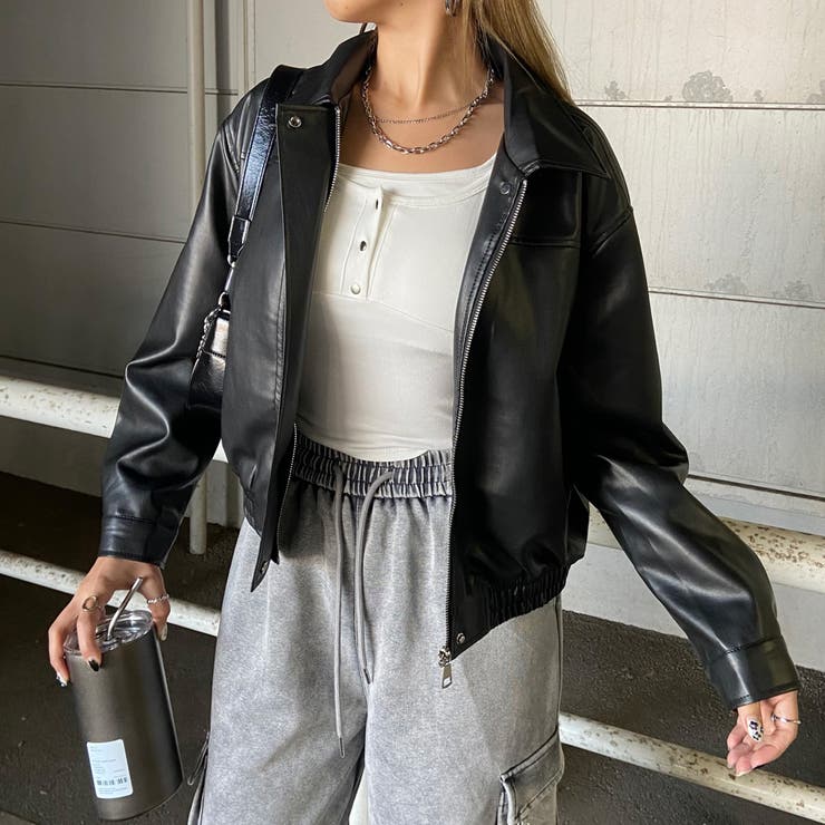 合成皮革ショートブルゾン | non-hedge  | 詳細画像1 