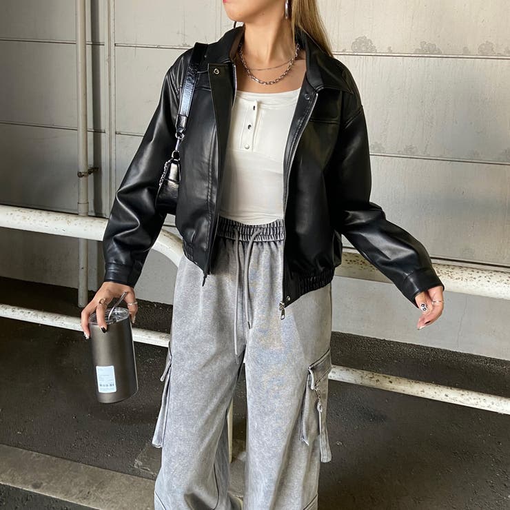 合成皮革ショートブルゾン | non-hedge  | 詳細画像4 