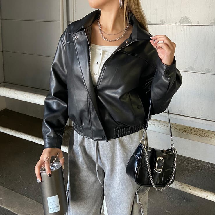 ブラック | 合成皮革ショートブルゾン | non-hedge 