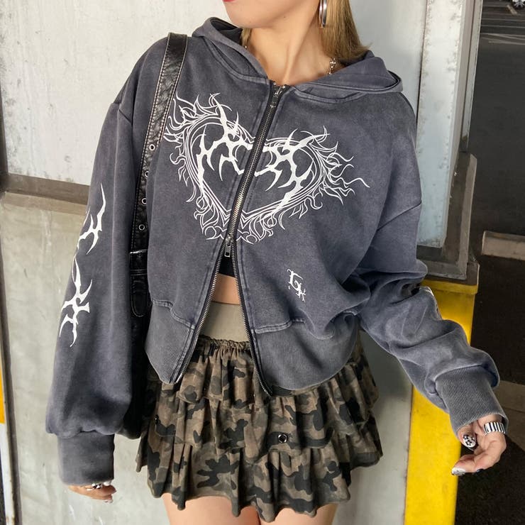 グレー | ブリーチハートモチーフZIPパーカー | non-hedge 