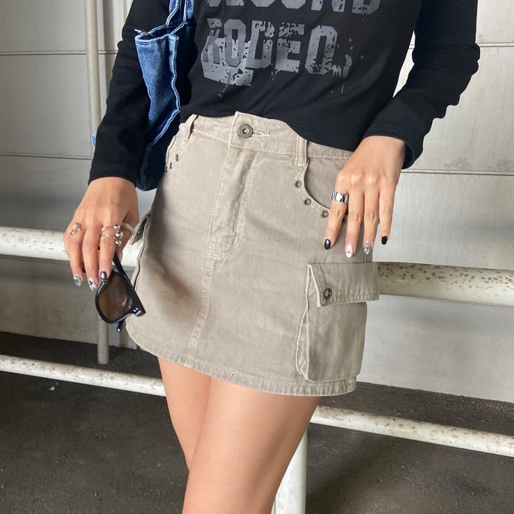 グレイッシュベージュ | ハトメカーゴミニスカート | non-hedge 