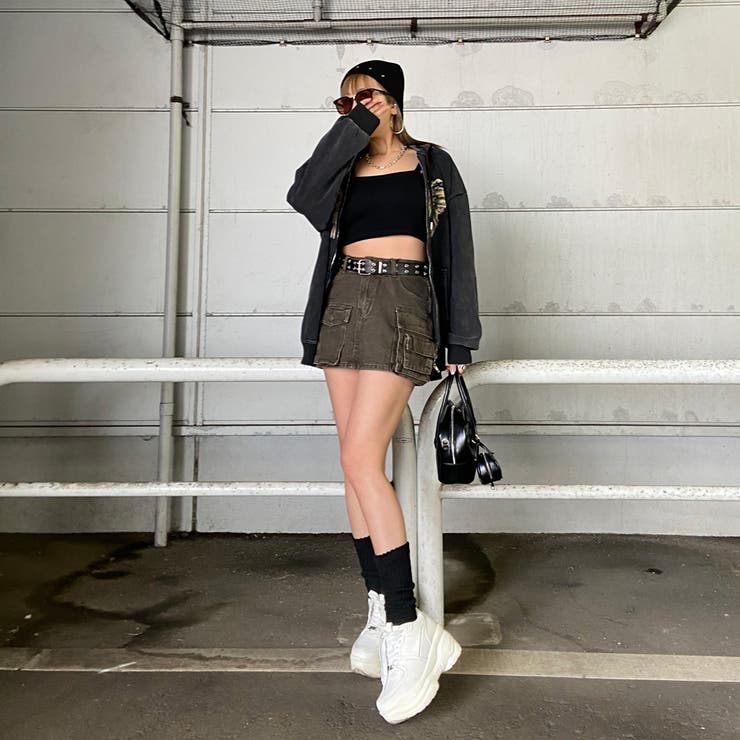 スターベルト付きデニムカーゴミニスカート | non-hedge  | 詳細画像2 