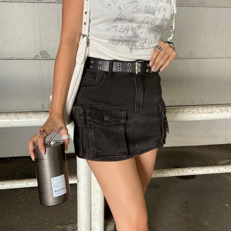 スターベルト付きデニムカーゴミニスカート | non-hedge  | 詳細画像20 