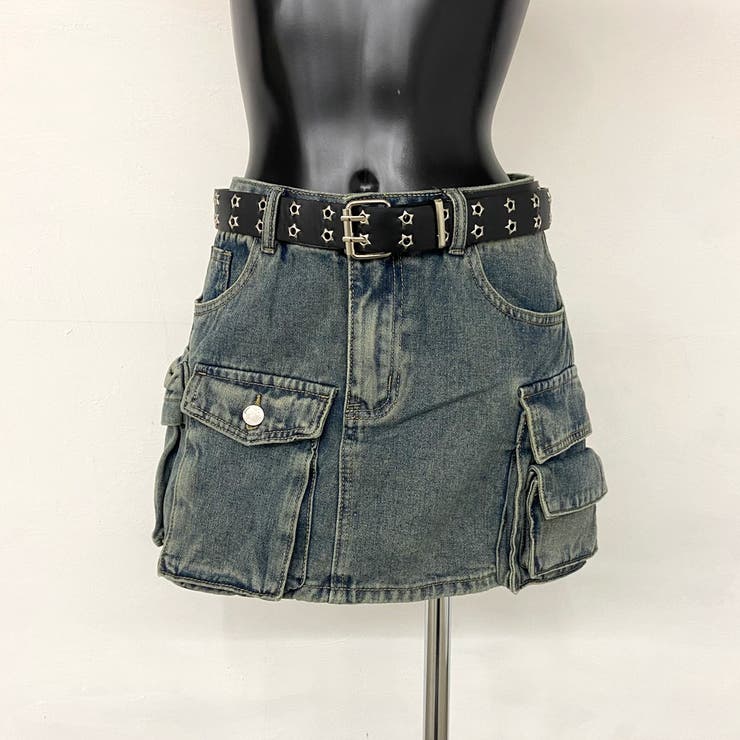 スターベルト付きデニムカーゴミニスカート | non-hedge  | 詳細画像21 