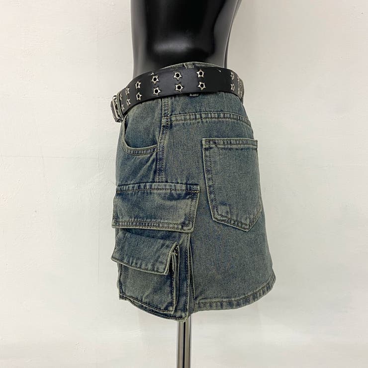 スターベルト付きデニムカーゴミニスカート | non-hedge  | 詳細画像22 