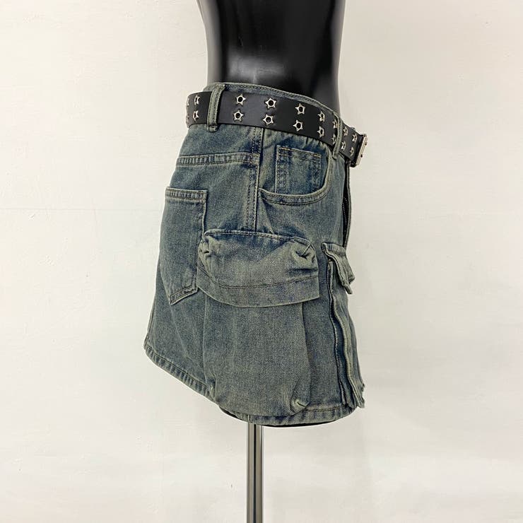 スターベルト付きデニムカーゴミニスカート | non-hedge  | 詳細画像23 