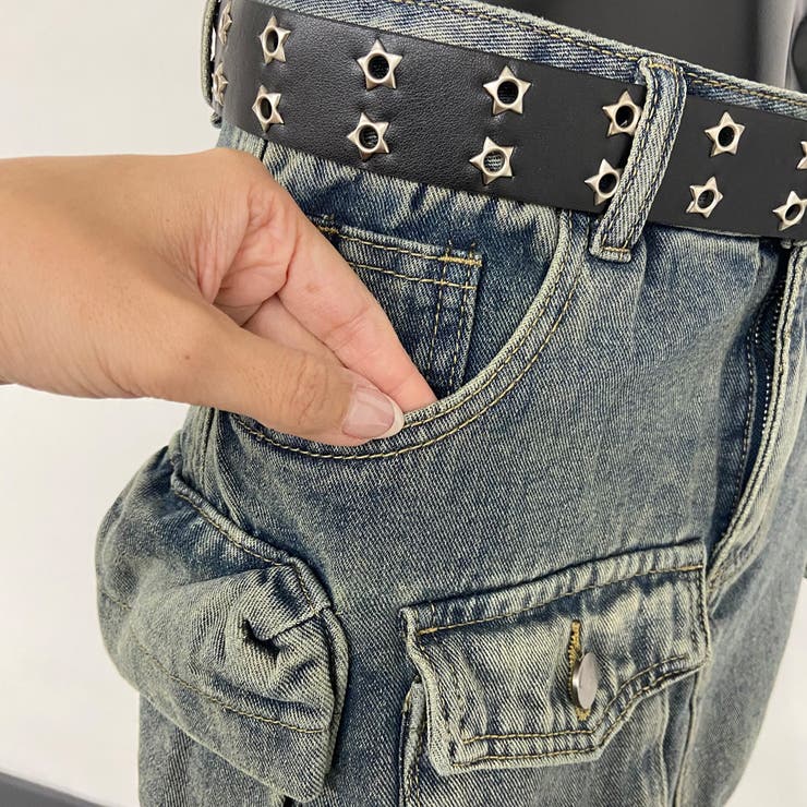 スターベルト付きデニムカーゴミニスカート | non-hedge  | 詳細画像27 