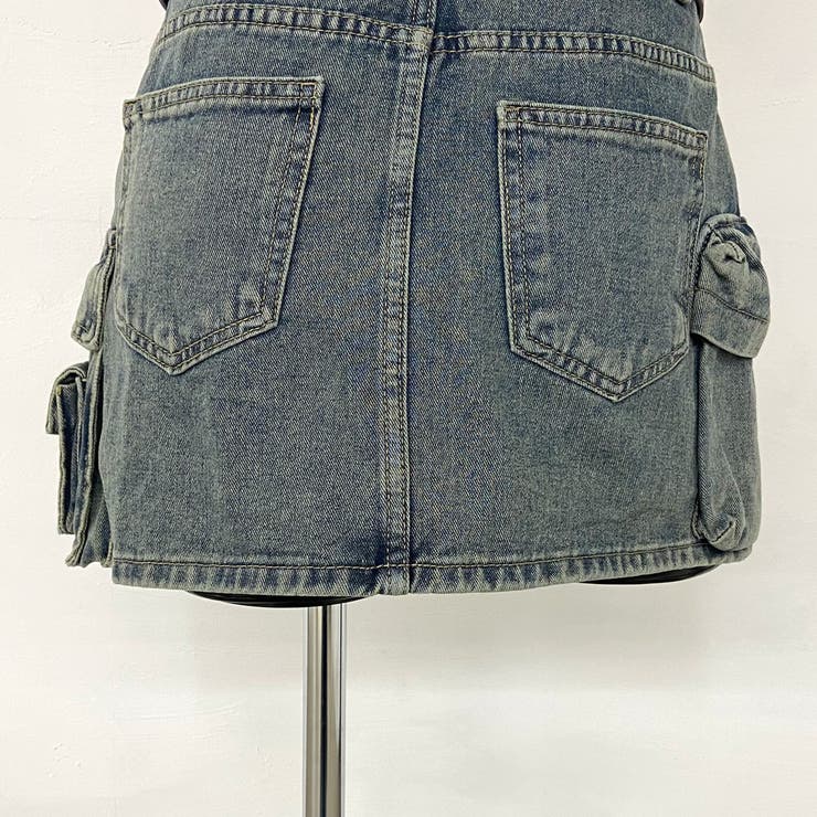 スターベルト付きデニムカーゴミニスカート | non-hedge  | 詳細画像36 