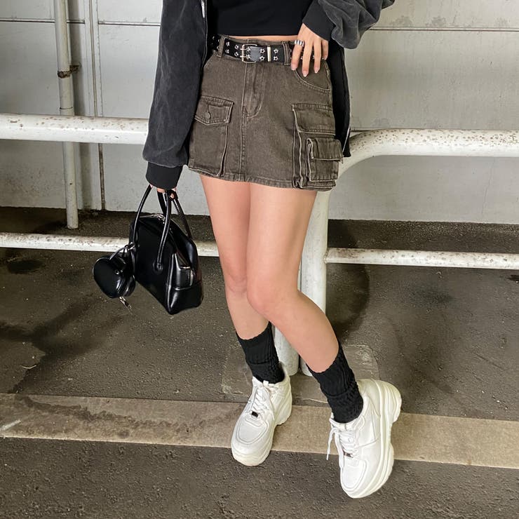 スターベルト付きデニムカーゴミニスカート | non-hedge  | 詳細画像4 