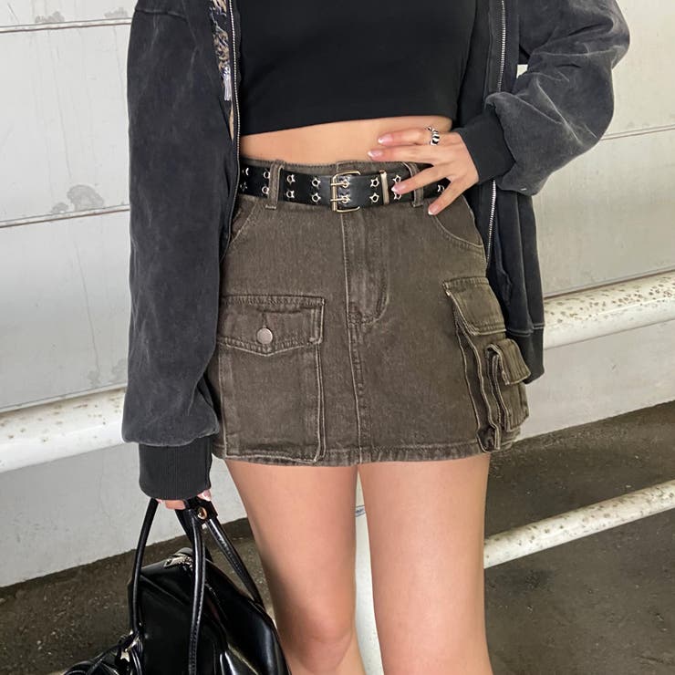 スターベルト付きデニムカーゴミニスカート | non-hedge  | 詳細画像6 