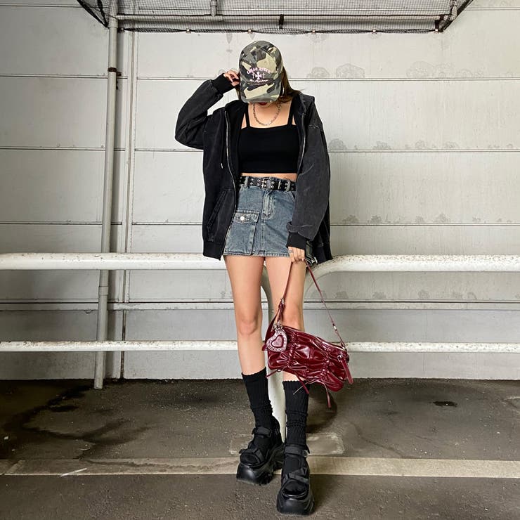 スターベルト付きデニムカーゴミニスカート | non-hedge  | 詳細画像7 