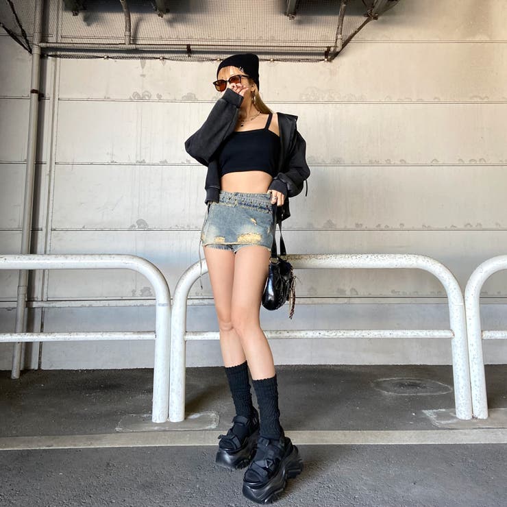 ハトメレイヤード風デニムショートパンツ | non-hedge  | 詳細画像2 