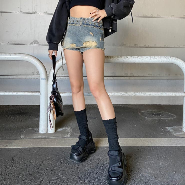 ハトメレイヤード風デニムショートパンツ | non-hedge  | 詳細画像3 